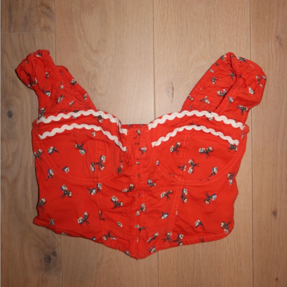 Urban Outfitters Cropped Red Corset Top